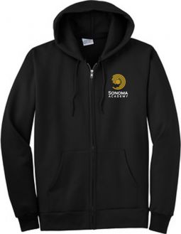 Youth/Adult Full-Zip Hooded Sweatshirt, Black